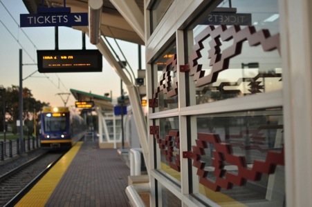 Image of public art at the METRO Blue Line Fort Snelling Station.