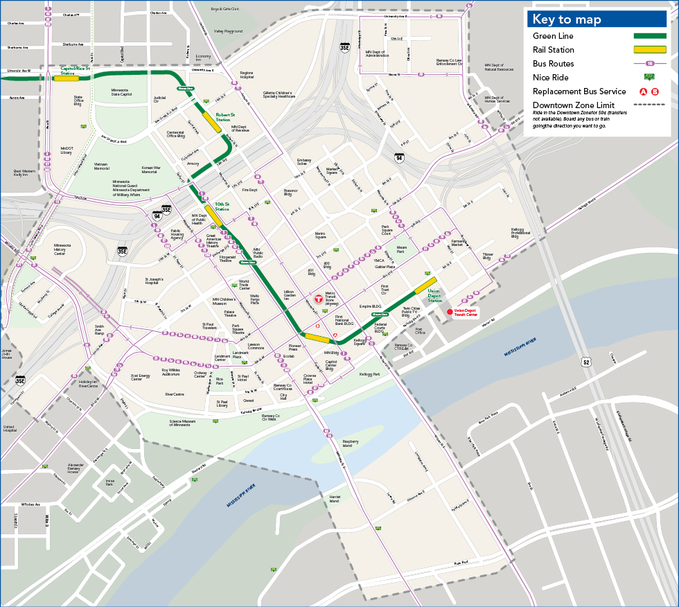 central street station map robert 10th bus paul metro transit downtown avenue metrotransit