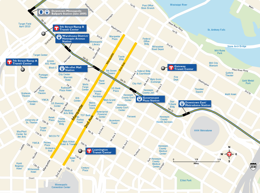 Marquette and 2nd Avenues map