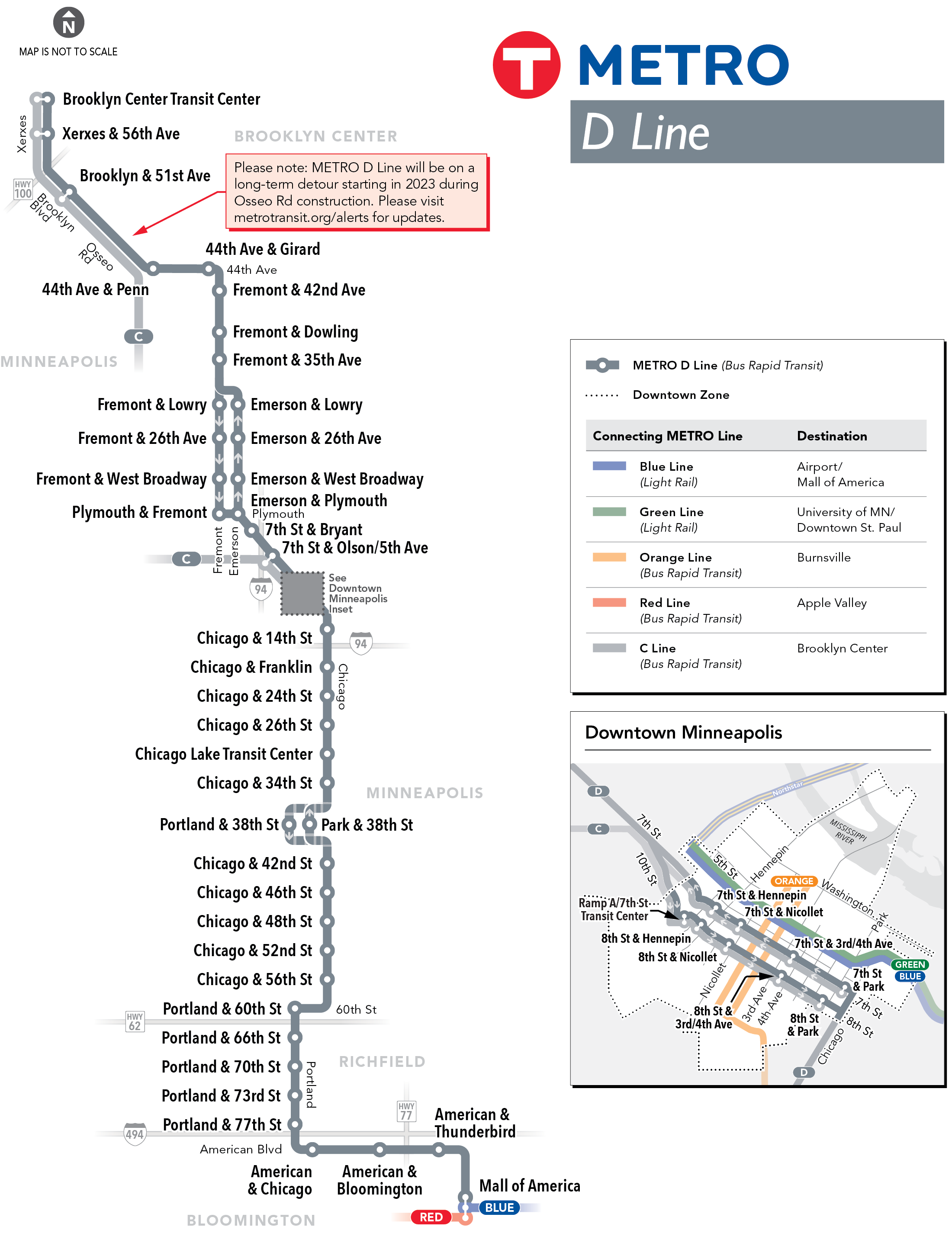 Map of the D Line route