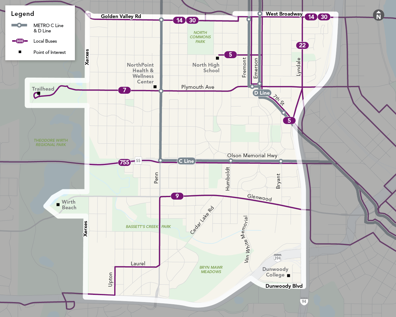 Map showing the area that Metro Micro will service in North Minneapolis.
