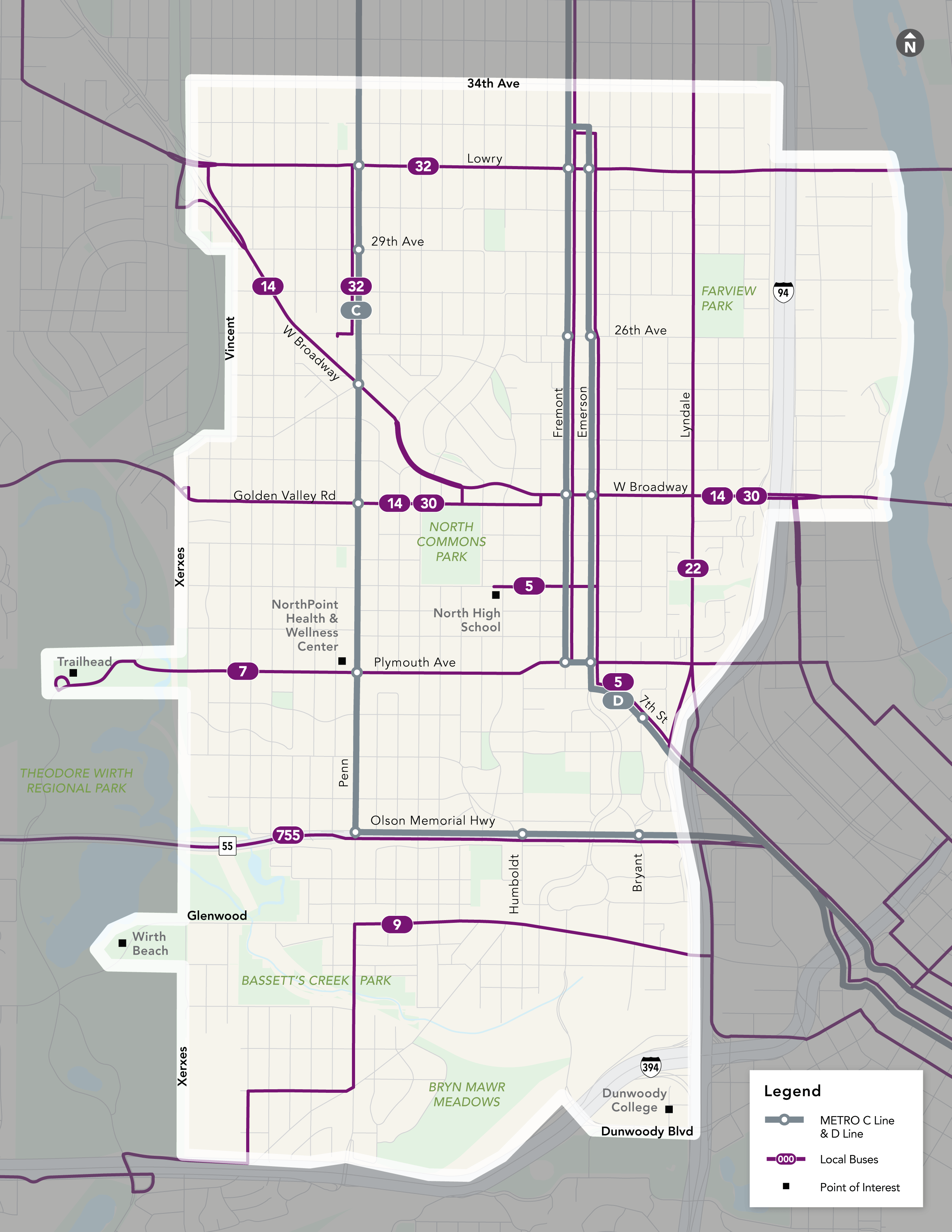 Map showing the area that Metro Micro will service in North Minneapolis.