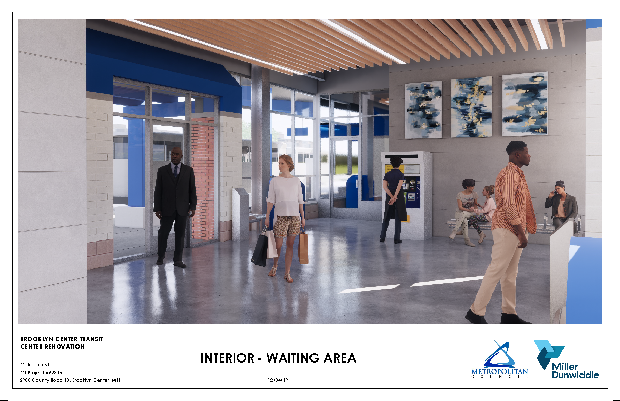 Rendering of the proposed interior of Brooklyn Center Transit Center