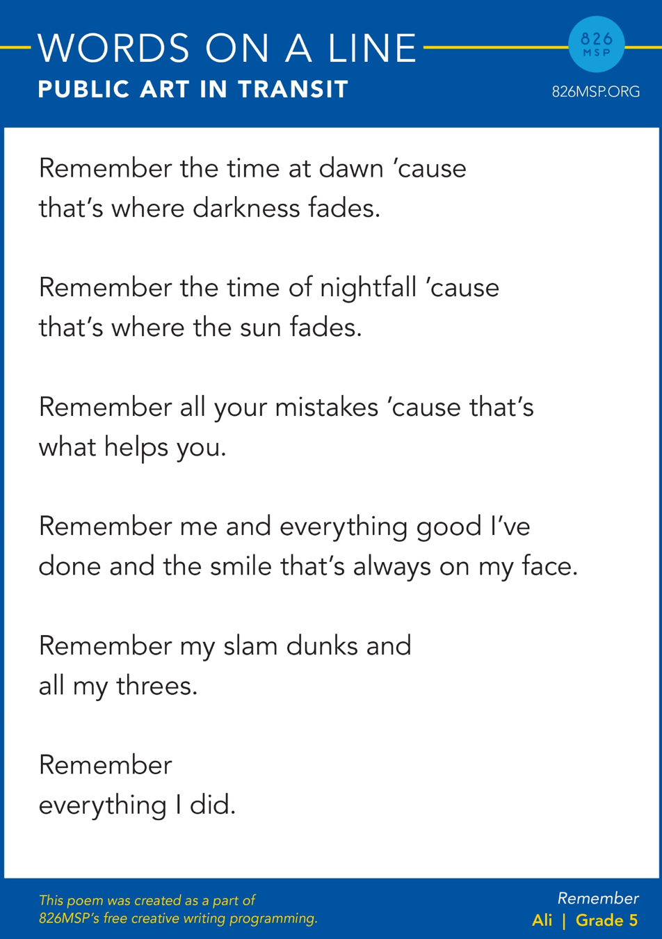Words on a Line poem - Remember