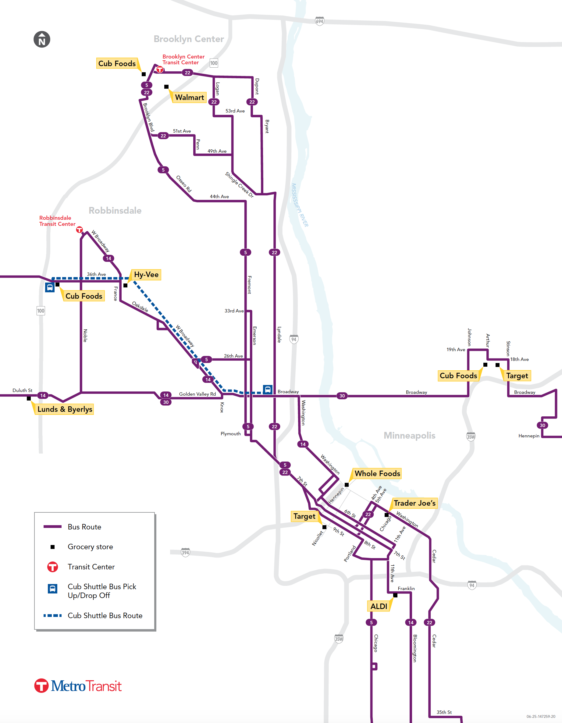 Click for a printable pdf Map of grocery stores in north Minneapolis/northwest suburbs