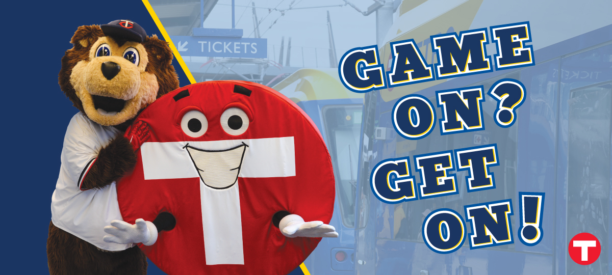 TC Bear and Skip Traffic mascots: Game on? Get On! 