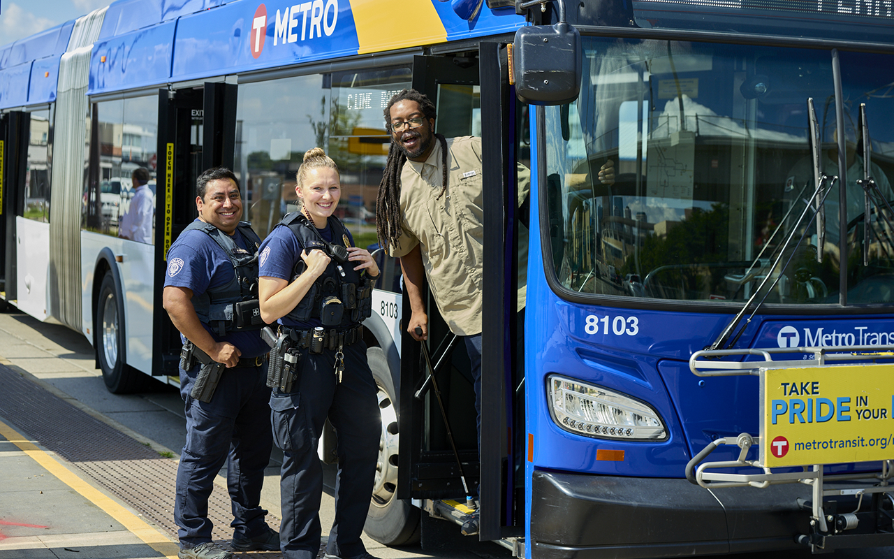 Metro Transit Police officers at an event