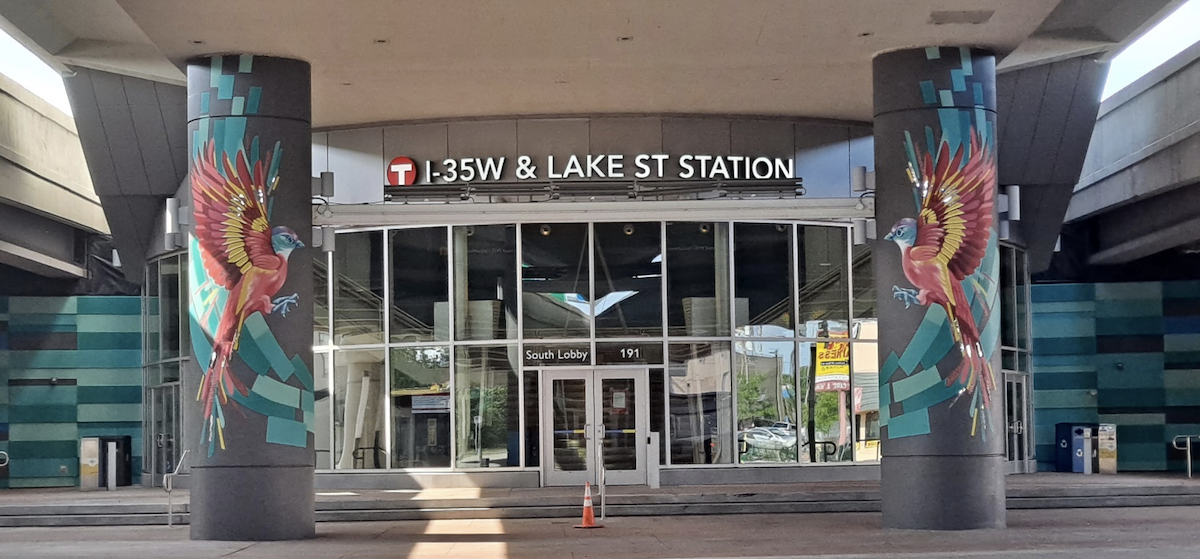 Public art mural located at I-35w station.