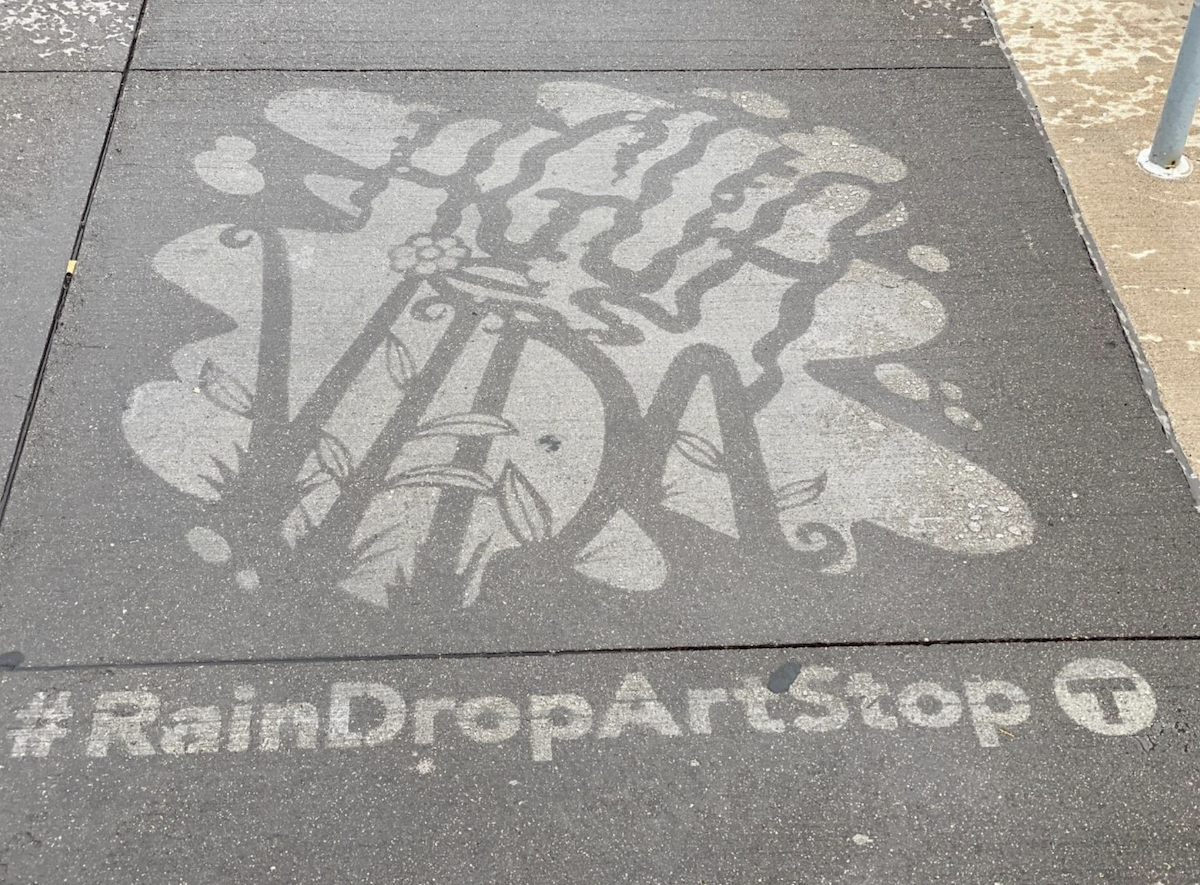 Rain Drop Bus Stop public art.