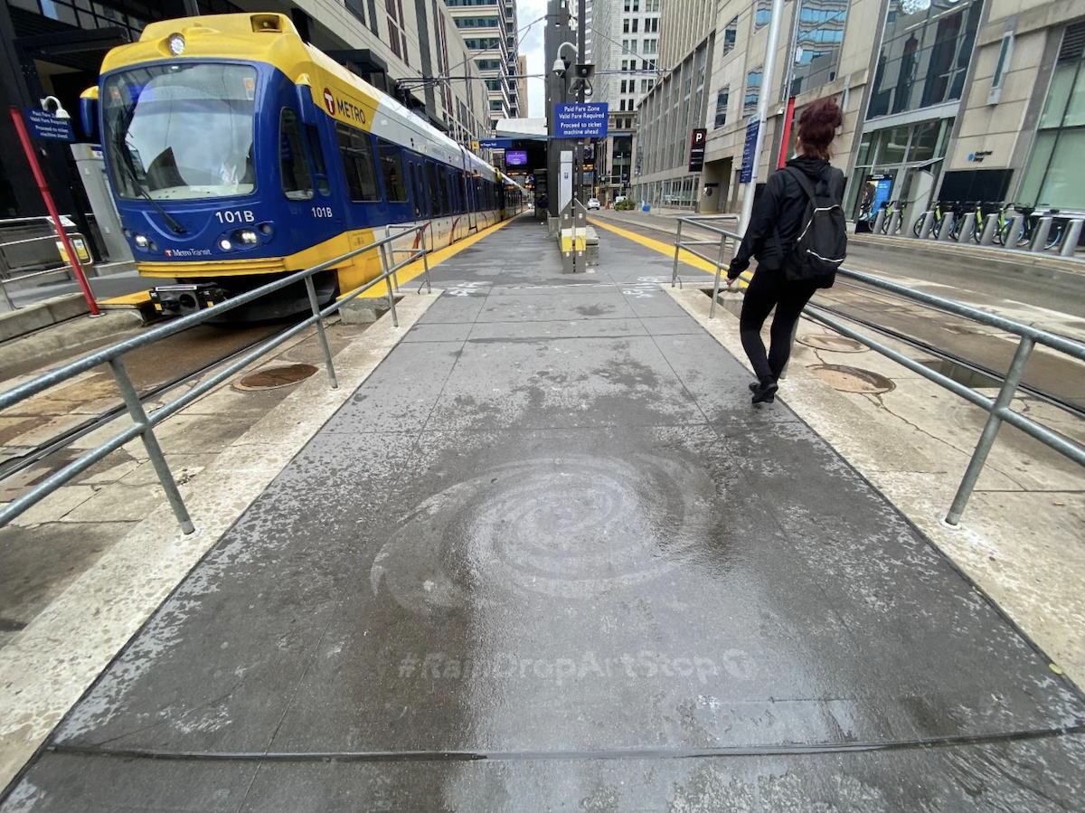 Rain Drop Bus Stop public art.