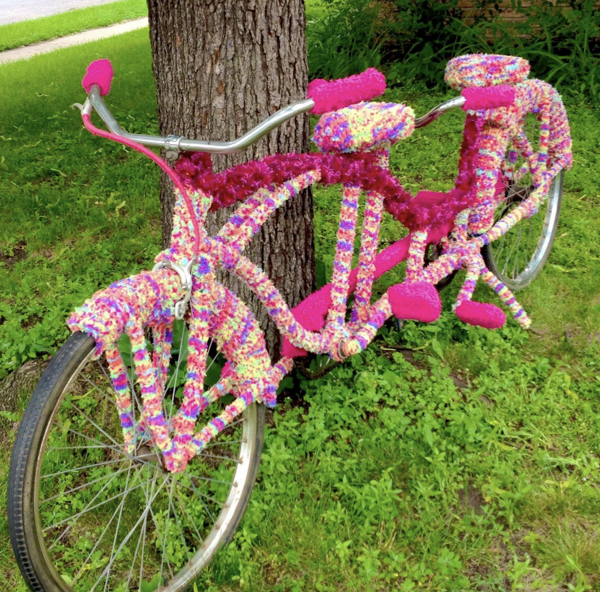 Yarn bombing project, bike.