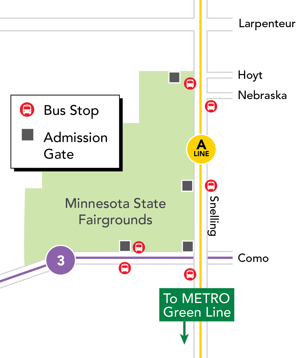 Map of regular routes that go to the state fair