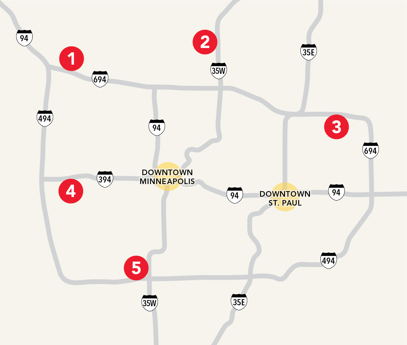 Map of Park & Ride locations
