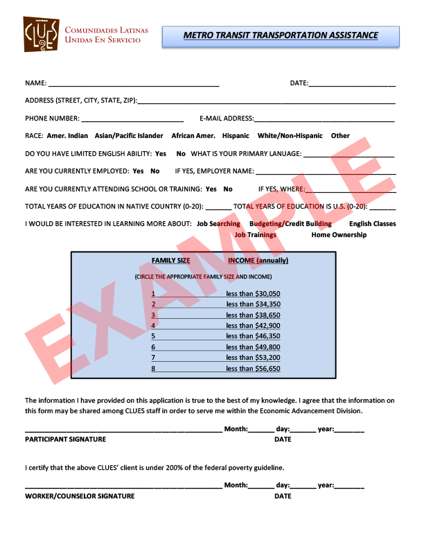 CLUES intake form