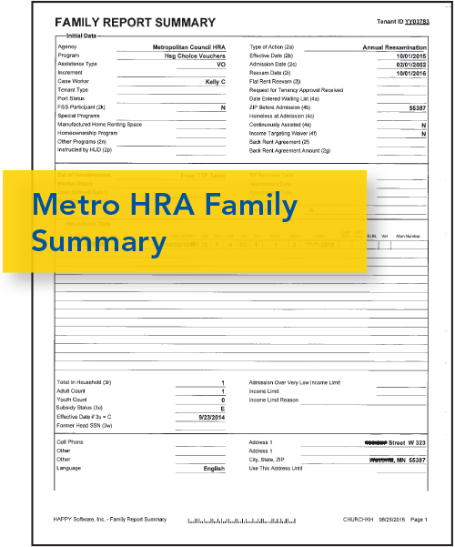 Metro HRA Family summary form