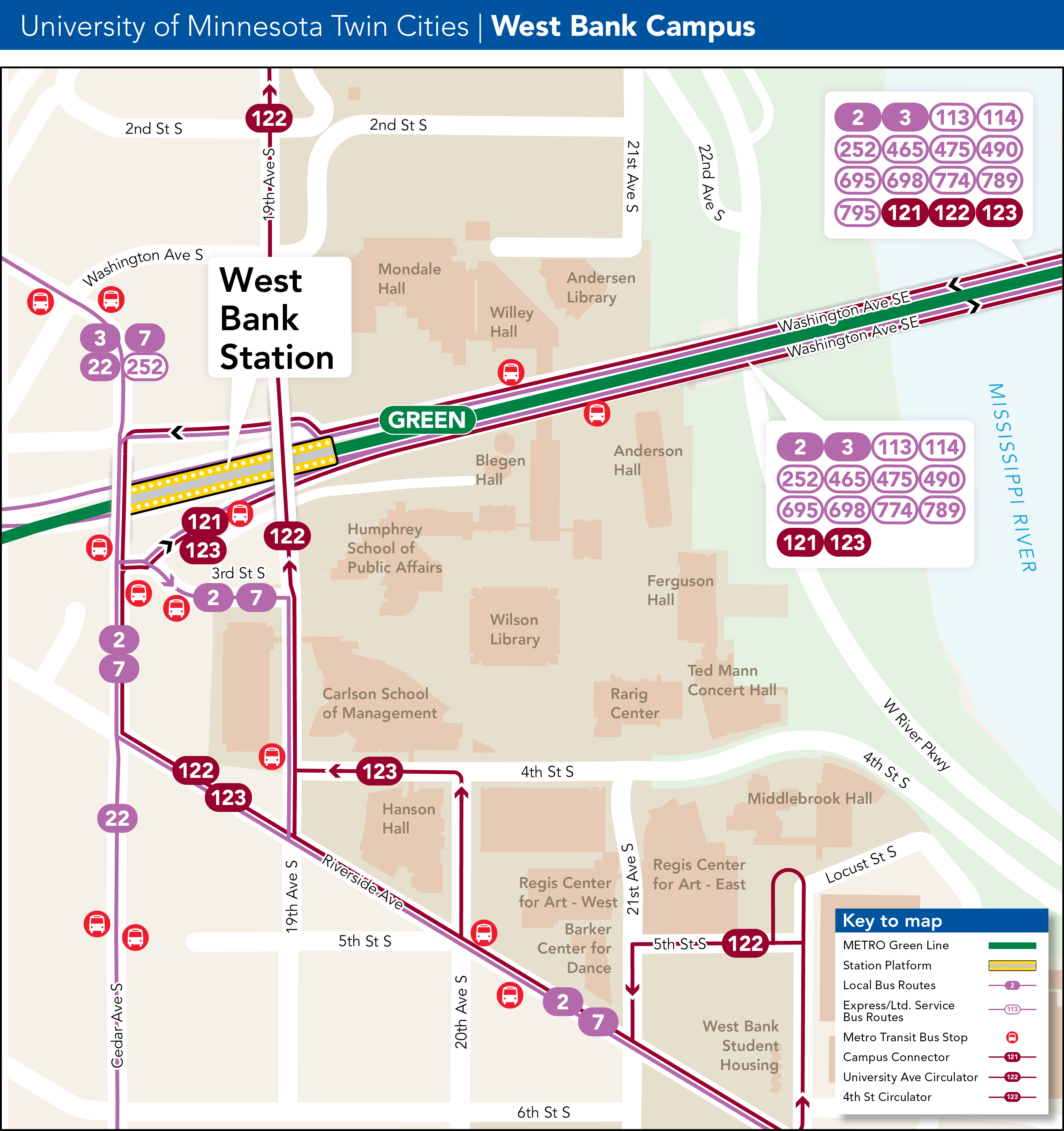 West Bank Campus map