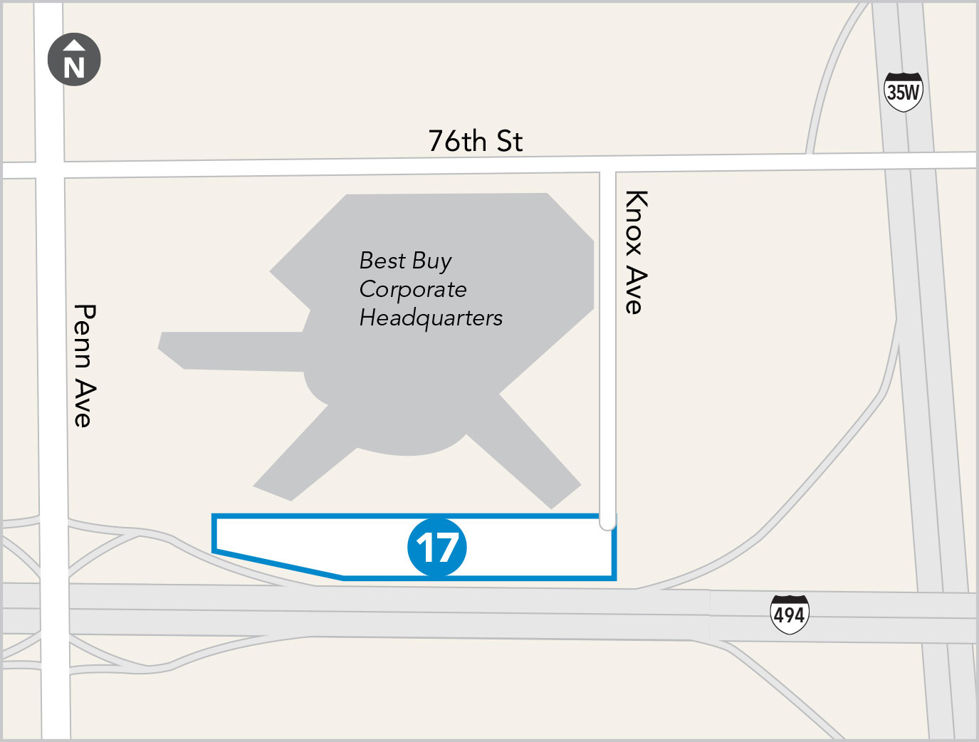 map of Knox Avenue Park & Ride