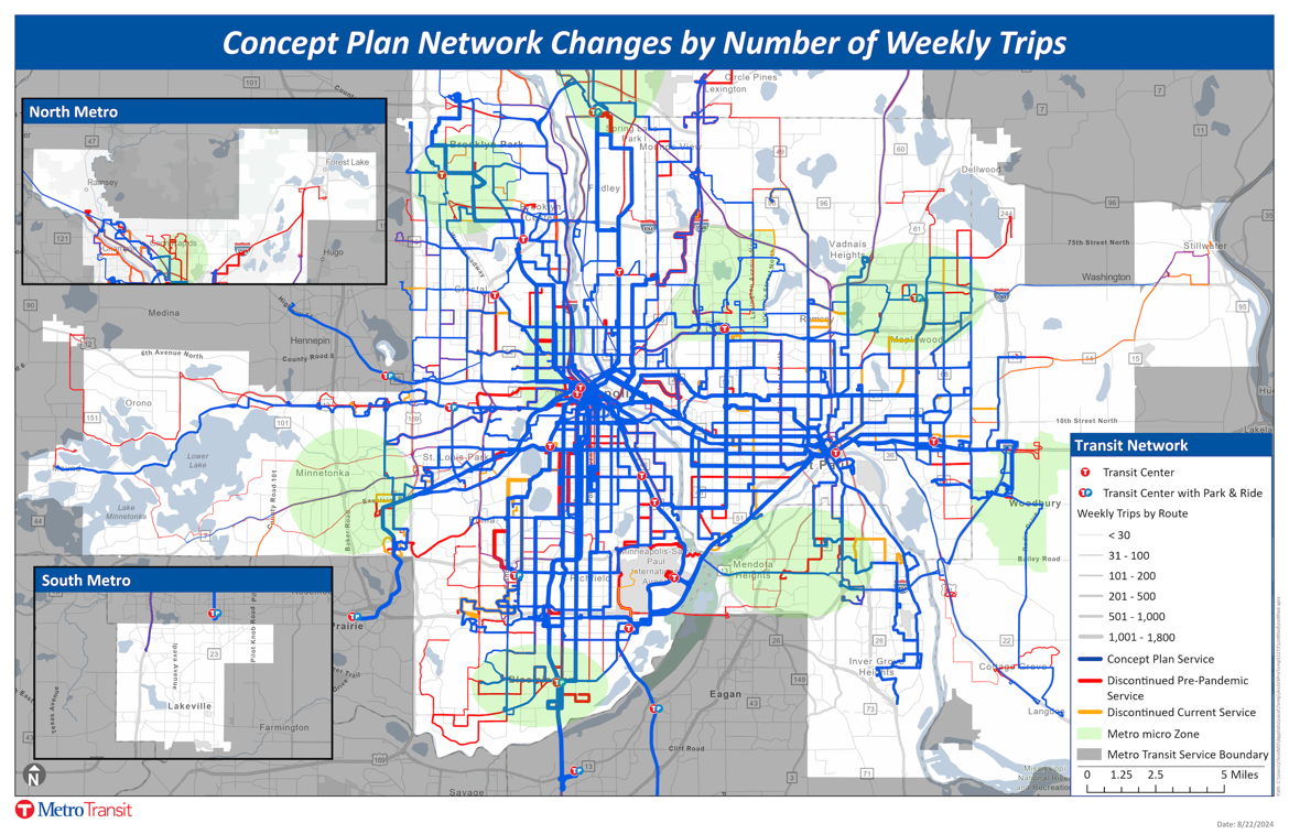 Concept Plan Network Changes By Number Of Weekly Trips